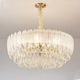 Chandeliers Modern Luxury Crystal Glass Chandelier For Living Room Bedroom Dining Table Creative Feather Indoor Decoration Lighting Fixture