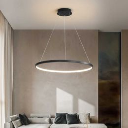 Pendant Lamps Modern Round Ring Led Pendant Light for Dining Living Room Centre Table Kitchen Bedroom Minimalist Decor Hanging Lamp Fixture G230524