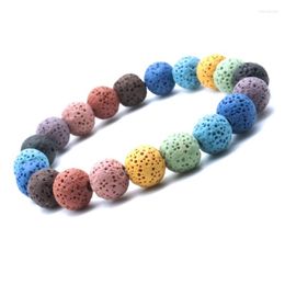 Strand 6pcs 8MM 10MM Colourful Lava Stone Beads Bracelet DIY Essential Oil Diffuser Yoga Jewellery