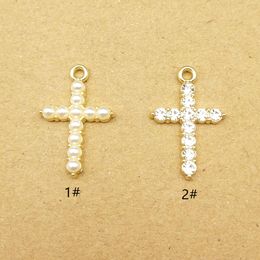 10pcs Cross Charm for Jewelry Making Supplies Craft Pearl Crystal Earring Pendant Bracelet Necklace Accessories Gold Plated