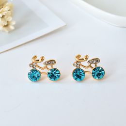 1pair Real. Golden crystal Bike bicycle Cycle stud Earrings for women girl's Rider Jewellery Free shipping