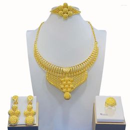 Necklace Earrings Set 24k Gold Plated Bridal Wedding Jewellery Ring Bracelet DD10077