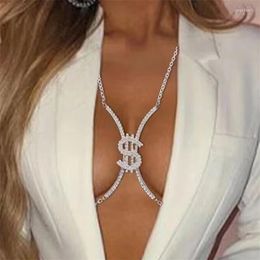 Chains European And American Breast Rhinestones Women's Trendy Exaggerated Dollar Shaped Sexy Accessories