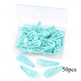 Hair Accessories Metal Hairgrip Baby Kids Hairpins Solid Colour Snap Clip 50Pcs/Box Barrettes 1 Set Clips With Box