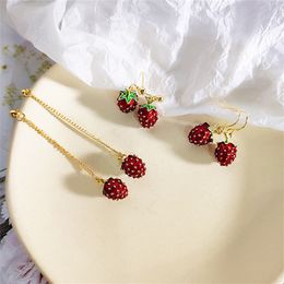 2020 Fashion Korean Explosion Jewellery Cute Strawberry Earrings Creative Temperament Simple Fruit Tassel Summer Wild Long Earring