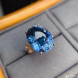 Cluster Rings KJJEAXCMY Fine Jewelry 925 Sterling Silver Inlaid Natural GEM Blue Topaz Lovely Women Girl Ring Support Test Selling