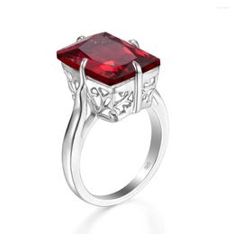 Cluster Rings Silver 925 Jewelry Ruby Ring Women's Trendy Natural Red Gemstone Party Wedding Fine