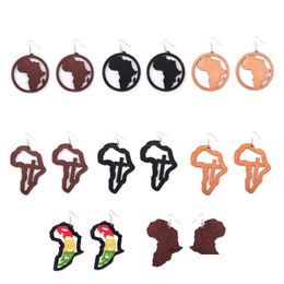 Charm Fashion Printing Africa Map Wooden Earrings For Women Party Animal Pattern Hip Hop Geometric Earring Ethnic Bohemia Jewelry Dr Dhp75