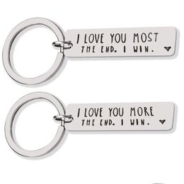 Key Rings Valentines Day I Love You More The End Letter Keychain Stainless Steel Keyring For Men Women Drop Delivery Jewellery Dhy1Z