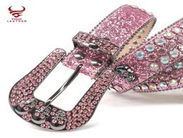 Wtern Rhinton Belts Strap Women Colourful Studded Skull Bling Fashion Pink Belt Simon62915945807868