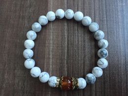 Strand Fashion White Bracelet 8MM Howlite Round Beads Bracelets Yoga Prayer Mala Nature Stone