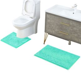 2 pezzi/tappetino da bagno set Chenille Anti Slip Assorbente Matro per porte del pavimento del bagno WC a forma di tappeto morbido tappeto a forma di contorno moquette W0028 W0028