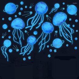 Wall Stickers Luminous Jellyfish For Kids Rooms Bedroom Decoration PVC Cartoon Fluorescent Decals Glow In The Dark