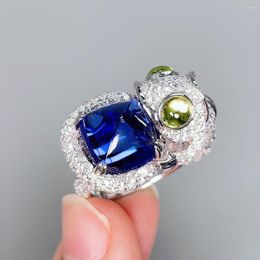 Cluster Rings HJY Tanzanite Ring Pure 18K Gold Natural Gemstones 9.36ct Diamonds Female Anniversary Gift Fine