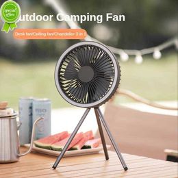 New DQ212 Air Cooling Fan USB Chargeable Desk Tripod Stand with Night Light Portable Outdoor Camping Ceiling Fan Home Appliances