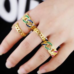 Cluster Rings All Size 5 6 7 8 9# 2023 Classic 925 Sterling Silver Link Chain Gold Colour Women Men Ring No Stone Punk Finger Jewellery