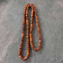 Pendant Necklace - Tibetan Folk Custom Old Bone Carving Dice 108 Buddha Beads Bracelet baltic amber necklace in Retro Ethnic Style Taki Buddhism