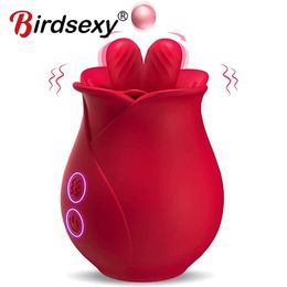 Powerful Speed Vibrator Vagina Nipple Rose Shape Oral Tongue Clitori Stimulation Eric Toy Women