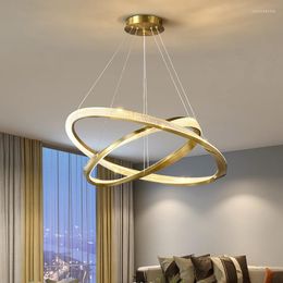 Pendant Lamps Living Room Light Luxury Modern Minimalist Atmosphere Circle Combination Hall Italian Ring Chandelier