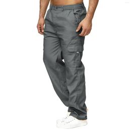 Men's Pants Versatile All Trousers Multi Pocket Cargo Casual Solid Color Zipper Full Length Outdoor Work Daily Jogger Pant