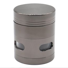 Smoking pipe New flat panel multi color side four hole zinc alloy cigarette grinder with a diameter of 40mm