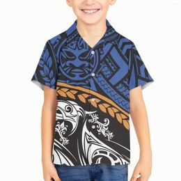 Men's Casual Shirts Kid Boy Polynesian Tribal Fijian Totem Tattoo Fiji Prints Retro Floral Short Sleeve Shirt Hip Hop Loose Luxury Tee