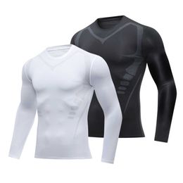 American Tight Fitting Clothes Men's Sports Running Fitness Quick Drying T-shirts High Elasticity Breathable Sweat Absorbing Base Shirt