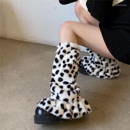 Women Socks Kawaii Autumn Winter Boot Black White Round Dot Striped Long Cuff Y2k For Girls JK Soft Foot Cover