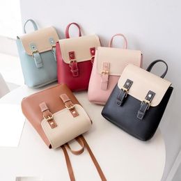 School Bags Women Backpack Candy Color Waterproof High Quality Mini Girl PU Leather Student Bag Shoulder