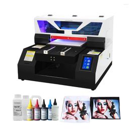 Automatic DTG Flatbed Printer A3 T-shirt Jeans Inkjet Printing Machine For Dark Clothes With Touch Screen&White Ink Cycle System