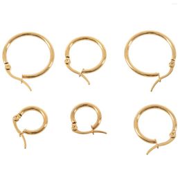 Jewelry Pouches 3 Pairs 15mm 20mm 25mm Stainless Steel Hoop Huggies Earrings Set Woman Gold
