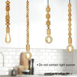 Pendant Lamps Modern Solid Wood Bead Chain Hanging Suspension Cord For Lights Decor Romantic Birthday Party Room Gift