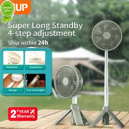 New Portable Camping Fan Rechargeable Multifunctional Mini Fan USB Outdoor Camping Ceiling Fan Led Light Tripod Stand Desktop Fan