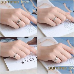 Rings Vintage Sterling Sier Hand Open Finger For Women Antique Plated Metal Leaf Ring Beach Jewelry Drop Delivery Dhni9