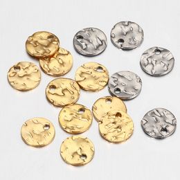 20pcs 10pcs Stainless Steel Round Hammered Charms Pendant for DIY Earring Bracelet Neckalce Jewelry Making Findings Wholesale
