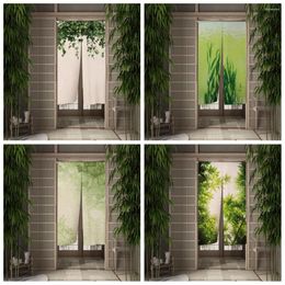 Curtain Tropical Plants Leaves Door Blue Sky Forest Trees Partition Kitchen Doorway Japanese Style Home Restaurant Decoration