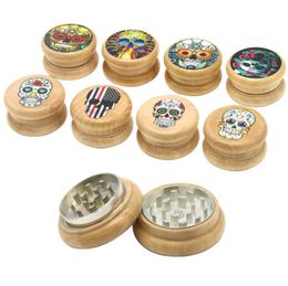 Smoking pipe New diamond toothed wooden printing cigarette grinder 55mm