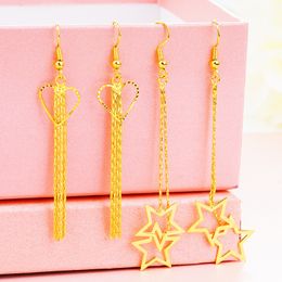 Women Dangle Earrings Tassel Fashion Jewelry 18k Gold Color Star Design Pretty Lady Girls Accessories