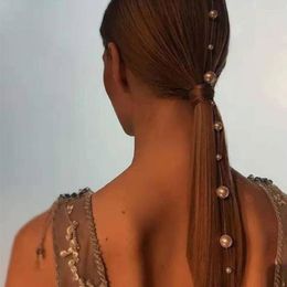 Hair Clips OL Style Gold Colour Pearl Tassel Clip Women Stick Chain Headband Wholesale Styling Accessories 2023