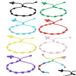 Charm Bracelets Colorf 7 Knots String For Protection Good Luck Amet Success Prosperity Handmade Rope Bracelet Lucky Bangles Drop Del Dh2Bk