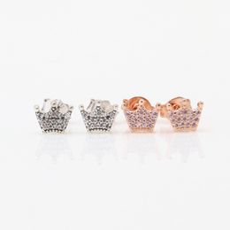Fashion Shiny CZ Diamond Stud Earrings for Doreilles clous 925 Sterling Silver Magic crown Earring set for Women Girls