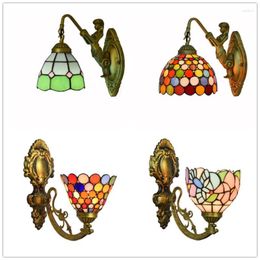 Wall Lamps European Retro Mediterranean Stained Glass Living Room Dining Bedroom Bar Club Hall Aisle Bedside Lamp