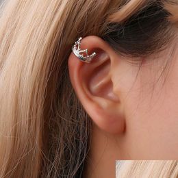 Clip-On Screw Back Vintage Crown Clip Earrings Fashion Jewelry For Women Gold Sier Color Geometric Waterdrop Heart Shaped Cuff Ear Dhfuy