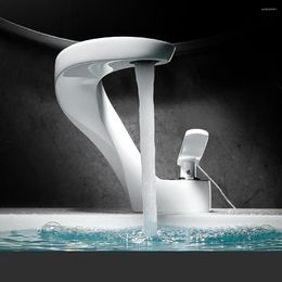 Bathroom Sink Faucets Tianview White Brass Basin Faucet Light Luxury Art Creative Washbasin And Cold All Copper Single-hole