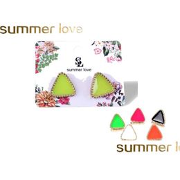 Stud Enamel Geometry Earring 6 Colours Pink White Green Cute Lovely Triangle Earrings For Kids Ear Accessories Women Girls Statement Dhoiq