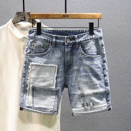 2023 Pocket Denim Shorts Summer New Personalised Fashion Direct Matching Hip Hop Street Men's Spliced Jeans P230525