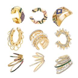 Wide Ear Cuffs Clip on Earrings for Women Without Piercing Pearl Crystal Cartilage Earcuffs Wedding Ear Clips Jewelry