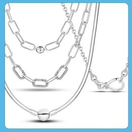 925 Sterling Silver Pandora's Charm Necklace, Suitable for Women's Thick Thick Chain Chain Necklace Jewellery Necklaces
