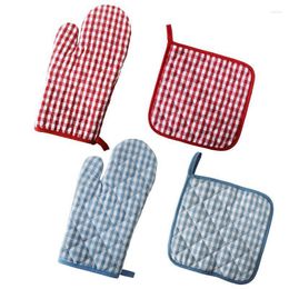 Table Mats 1Pc Classical Lattice Cotton Heat Resistant Home Holder Pads Kitchen Baking Insulation Microwave Glove