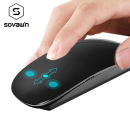 Mice Ergonomic USB Wireless Slim Mouse Touch Wheel Magic Mice 2.4G 800/1000/1200 DPI Optical Mini Mause for Apple Laptop Desktop PC